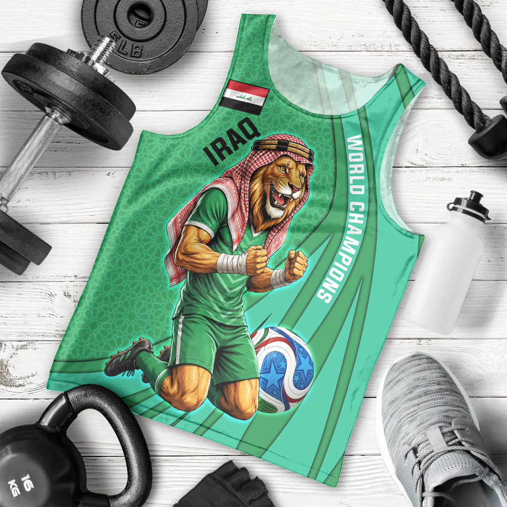 Personalized Iraq World Champions Lion Men Tank Top Funny Lion Mascot Traditional Keffiyeh