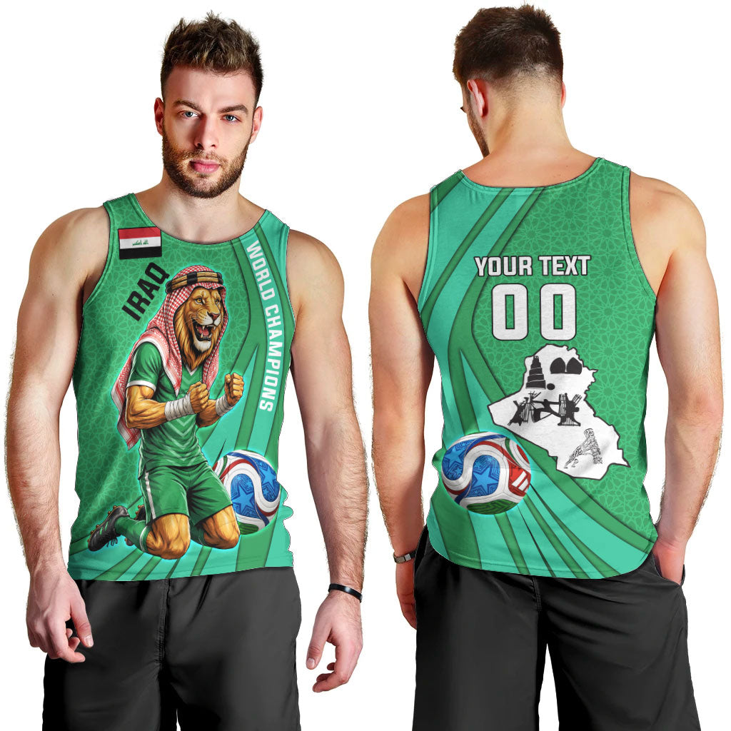 Personalized Iraq World Champions Lion Men Tank Top Funny Lion Mascot Traditional Keffiyeh