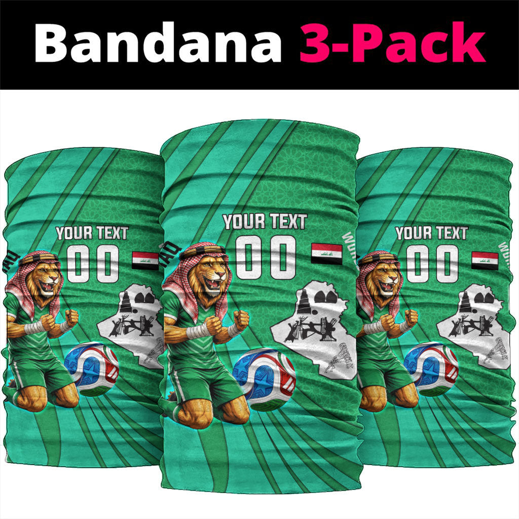 Personalized Iraq World Champions Lion Neck Gaiter Funny Lion Mascot Traditional Keffiyeh