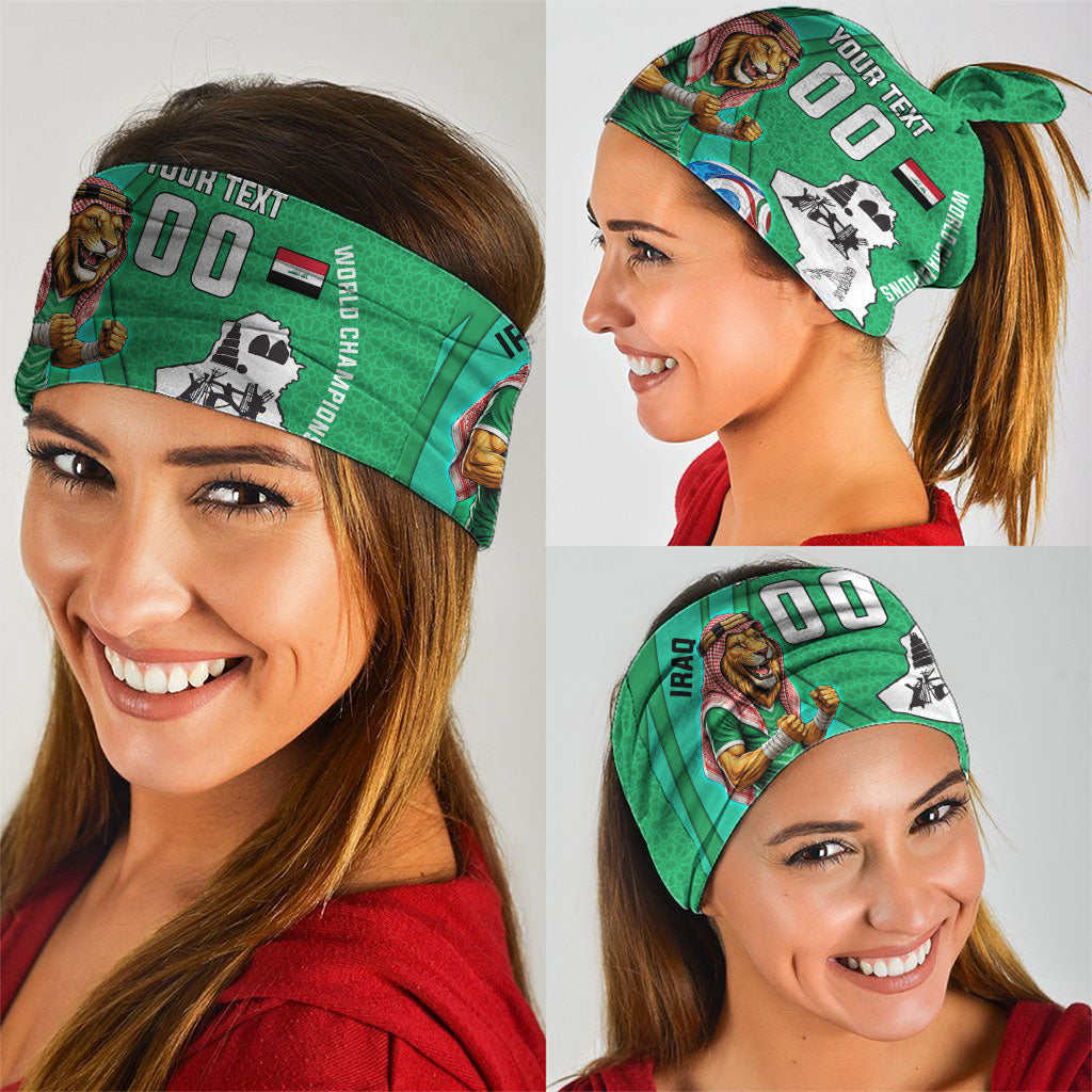 Personalized Iraq World Champions Lion Neck Gaiter Funny Lion Mascot Traditional Keffiyeh
