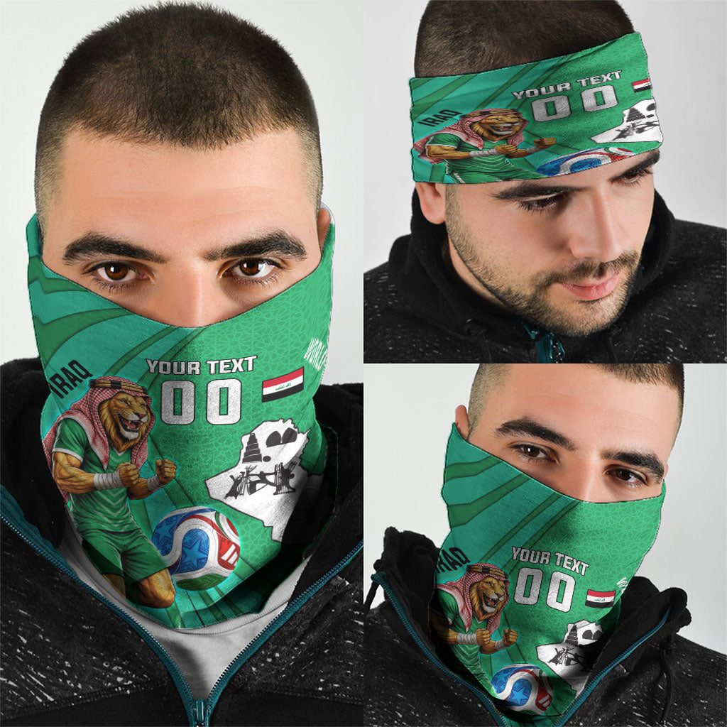 Personalized Iraq World Champions Lion Neck Gaiter Funny Lion Mascot Traditional Keffiyeh
