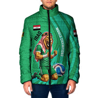 Personalized Iraq World Champions Lion Padded Jacket Funny Lion Mascot Traditional Keffiyeh