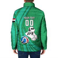 Personalized Iraq World Champions Lion Padded Jacket Funny Lion Mascot Traditional Keffiyeh