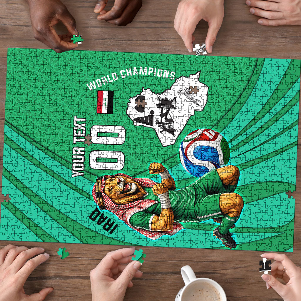 Personalized Iraq World Champions Lion Puzzle Funny Lion Mascot Traditional Keffiyeh