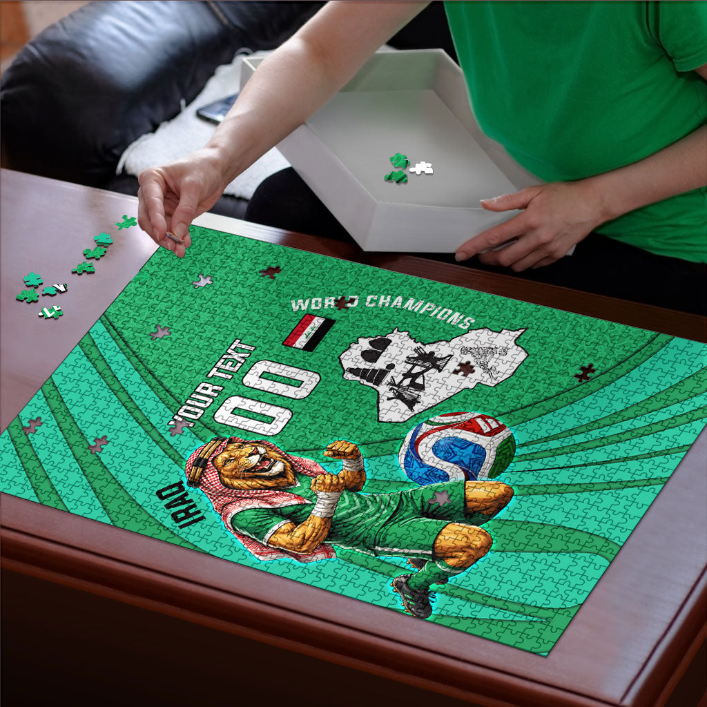 Personalized Iraq World Champions Lion Puzzle Funny Lion Mascot Traditional Keffiyeh