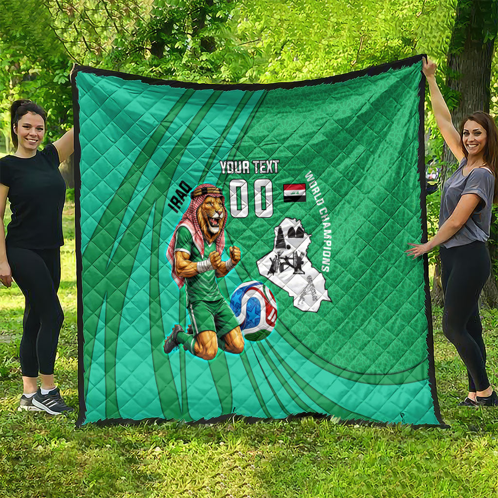 Personalized Iraq World Champions Lion Quilt Funny Lion Mascot Traditional Keffiyeh