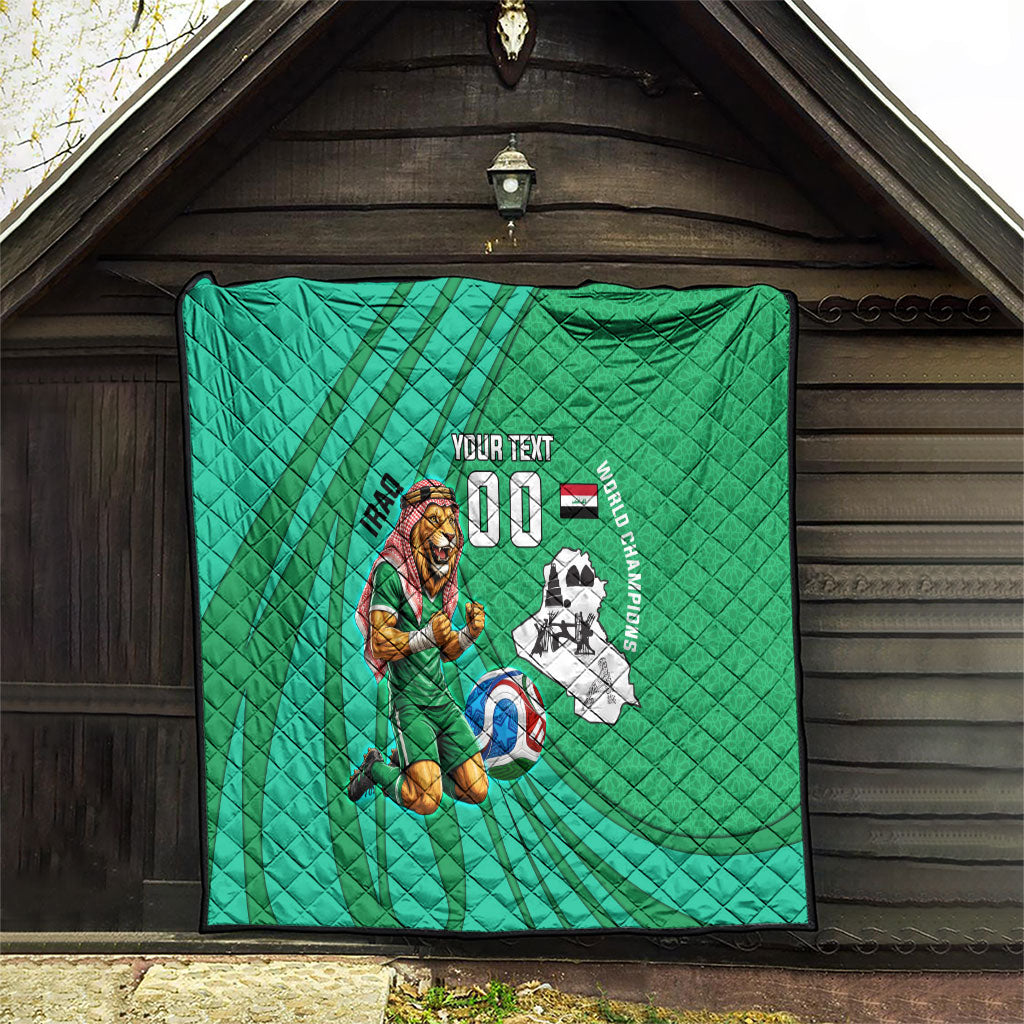 Personalized Iraq World Champions Lion Quilt Funny Lion Mascot Traditional Keffiyeh