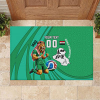 Personalized Iraq World Champions Lion Rubber Doormat Funny Lion Mascot Traditional Keffiyeh