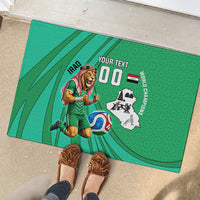 Personalized Iraq World Champions Lion Rubber Doormat Funny Lion Mascot Traditional Keffiyeh