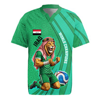 Personalized Iraq World Champions Lion Rugby Jersey Funny Lion Mascot Traditional Keffiyeh