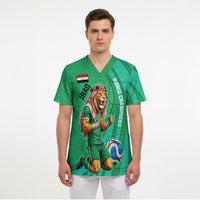 Personalized Iraq World Champions Lion Scrub Top Funny Lion Mascot Traditional Keffiyeh