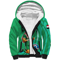 Personalized Iraq World Champions Lion Sherpa Hoodie Funny Lion Mascot Traditional Keffiyeh