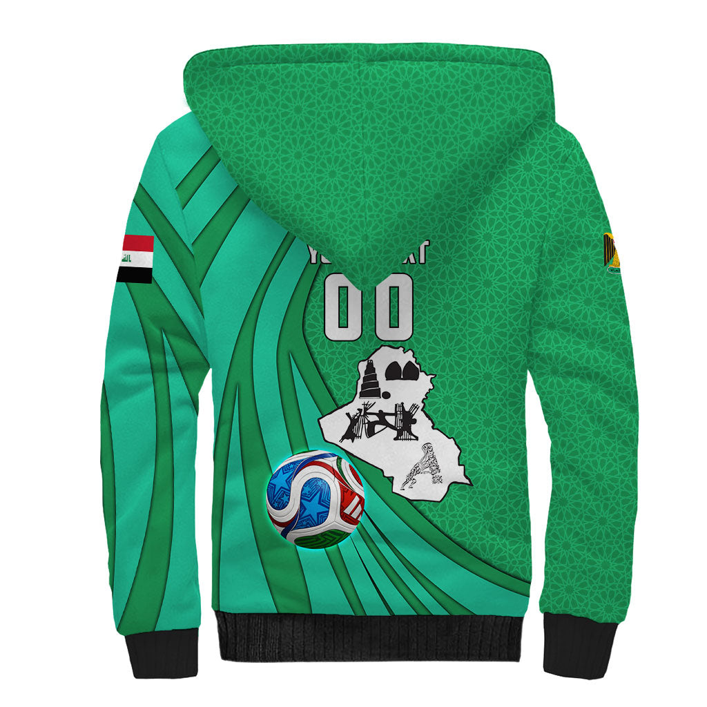 Personalized Iraq World Champions Lion Sherpa Hoodie Funny Lion Mascot Traditional Keffiyeh