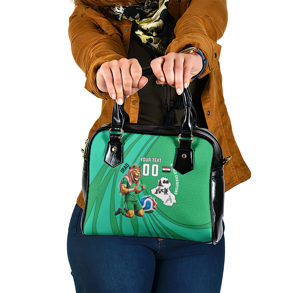 Personalized Iraq World Champions Lion Shoulder Handbag Funny Lion Mascot Traditional Keffiyeh