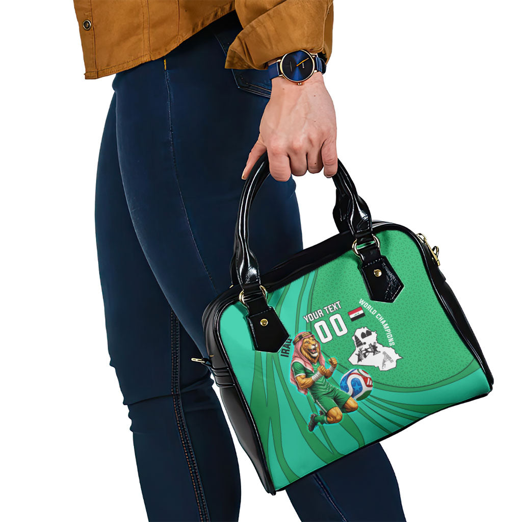 Personalized Iraq World Champions Lion Shoulder Handbag Funny Lion Mascot Traditional Keffiyeh