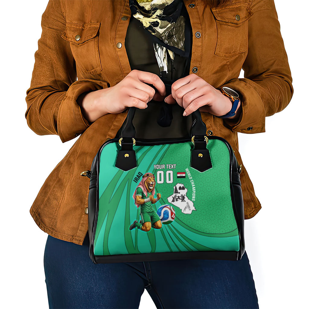 Personalized Iraq World Champions Lion Shoulder Handbag Funny Lion Mascot Traditional Keffiyeh