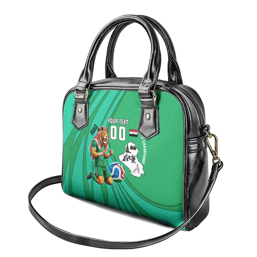 Personalized Iraq World Champions Lion Shoulder Handbag Funny Lion Mascot Traditional Keffiyeh