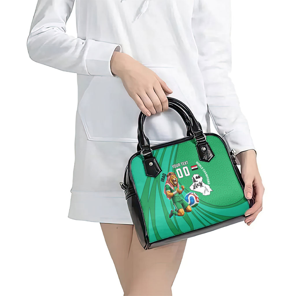 Personalized Iraq World Champions Lion Shoulder Handbag Funny Lion Mascot Traditional Keffiyeh