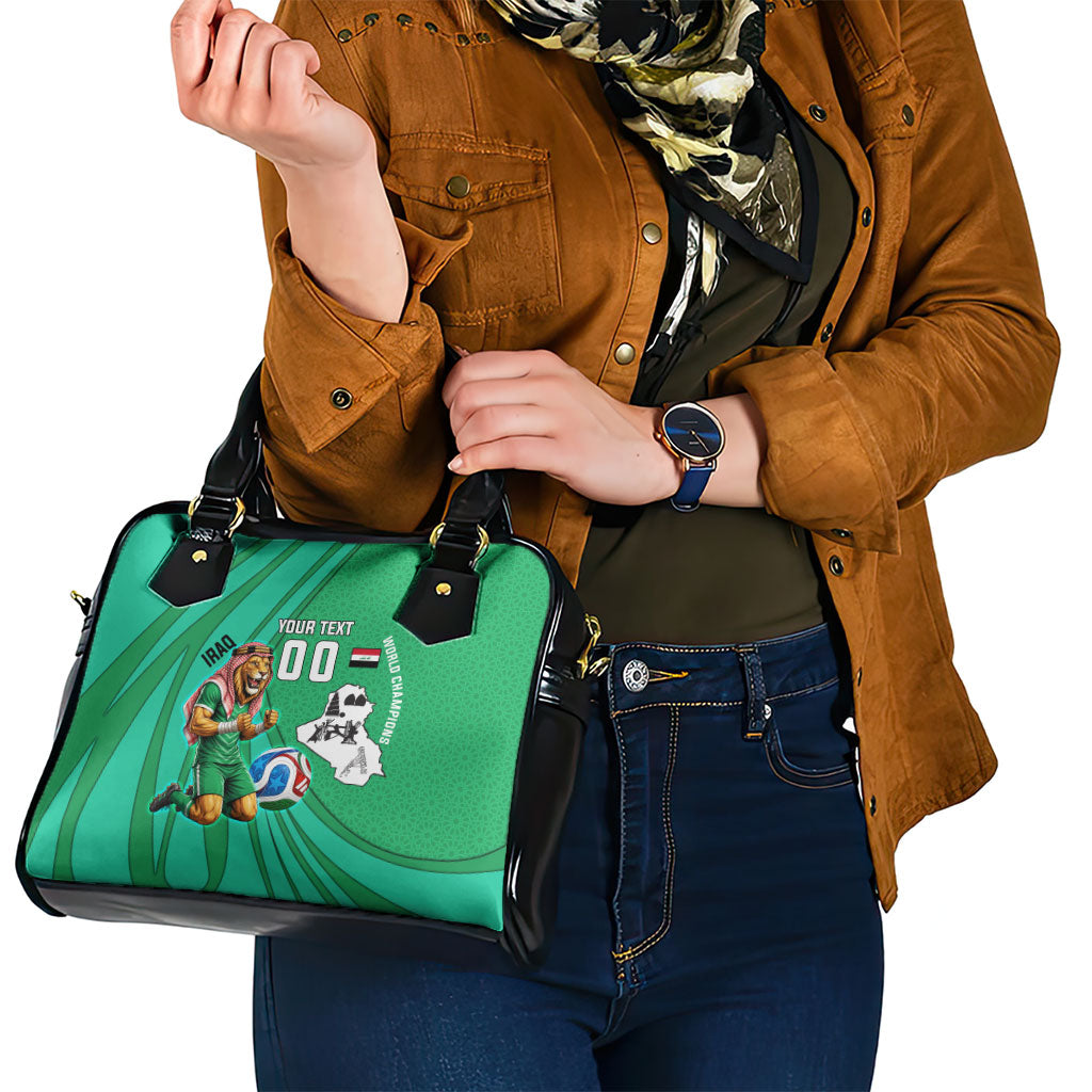 Personalized Iraq World Champions Lion Shoulder Handbag Funny Lion Mascot Traditional Keffiyeh