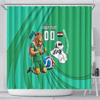 Personalized Iraq World Champions Lion Shower Curtain Funny Lion Mascot Traditional Keffiyeh