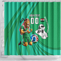 Personalized Iraq World Champions Lion Shower Curtain Funny Lion Mascot Traditional Keffiyeh