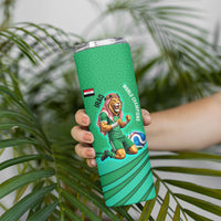 Personalized Iraq World Champions Lion Skinny Tumbler Funny Lion Mascot Traditional Keffiyeh