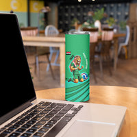 Personalized Iraq World Champions Lion Skinny Tumbler Funny Lion Mascot Traditional Keffiyeh