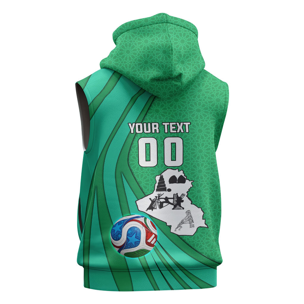 Personalized Iraq World Champions Lion Sleeveless Zip Hoodie Funny Lion Mascot Traditional Keffiyeh