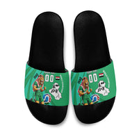 Personalized Iraq World Champions Lion Slide Sandals Funny Lion Mascot Traditional Keffiyeh