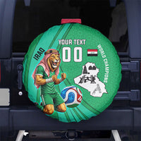Personalized Iraq World Champions Lion Spare Tire Cover Funny Lion Mascot Traditional Keffiyeh