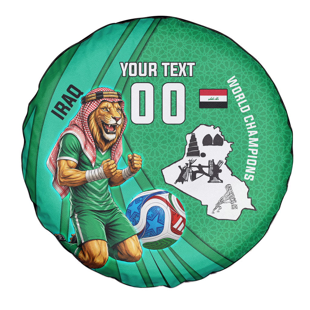 Personalized Iraq World Champions Lion Spare Tire Cover Funny Lion Mascot Traditional Keffiyeh