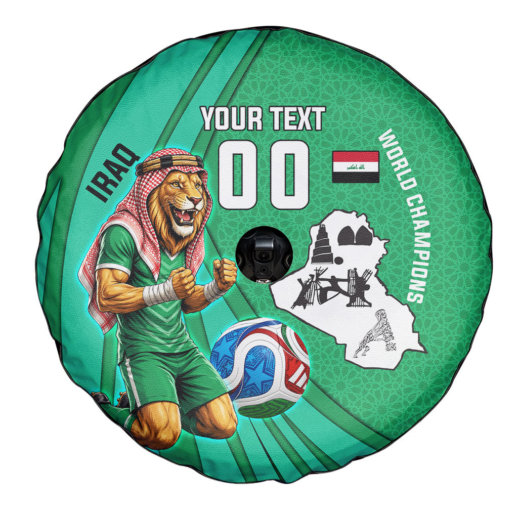 Personalized Iraq World Champions Lion Spare Tire Cover Funny Lion Mascot Traditional Keffiyeh