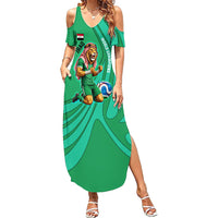 Personalized Iraq World Champions Lion Summer Maxi Dress Funny Lion Mascot Traditional Keffiyeh
