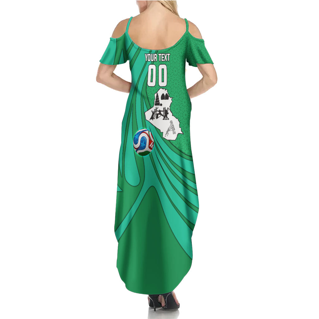 Personalized Iraq World Champions Lion Summer Maxi Dress Funny Lion Mascot Traditional Keffiyeh