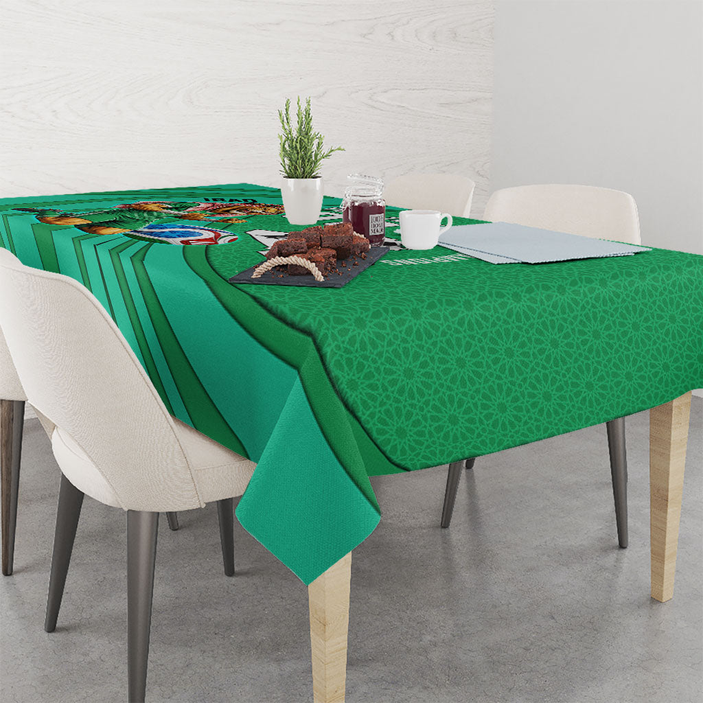 Personalized Iraq World Champions Lion Tablecloth Funny Lion Mascot Traditional Keffiyeh
