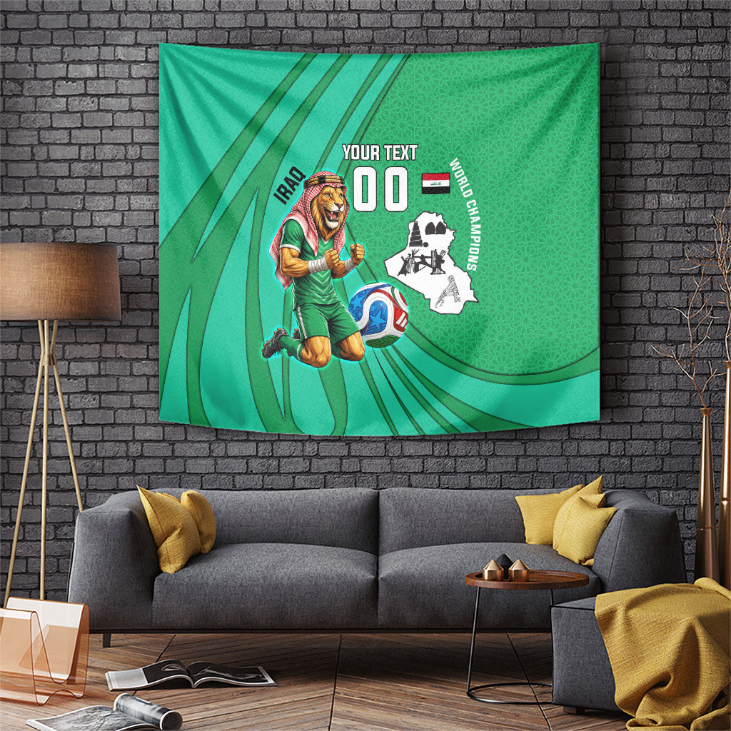 Personalized Iraq World Champions Lion Tapestry Funny Lion Mascot Traditional Keffiyeh