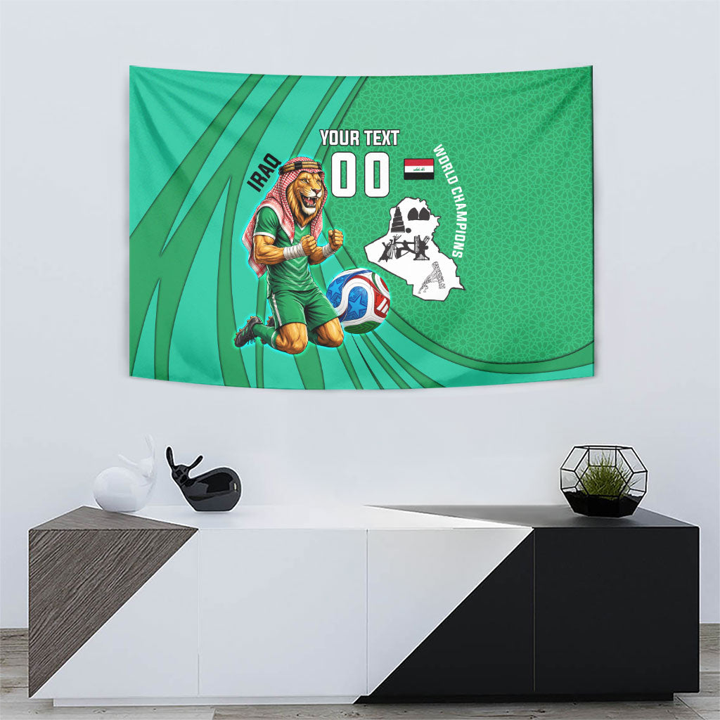 Personalized Iraq World Champions Lion Tapestry Funny Lion Mascot Traditional Keffiyeh