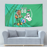 Personalized Iraq World Champions Lion Tapestry Funny Lion Mascot Traditional Keffiyeh