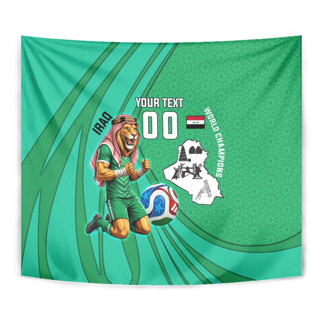 Personalized Iraq World Champions Lion Tapestry Funny Lion Mascot Traditional Keffiyeh