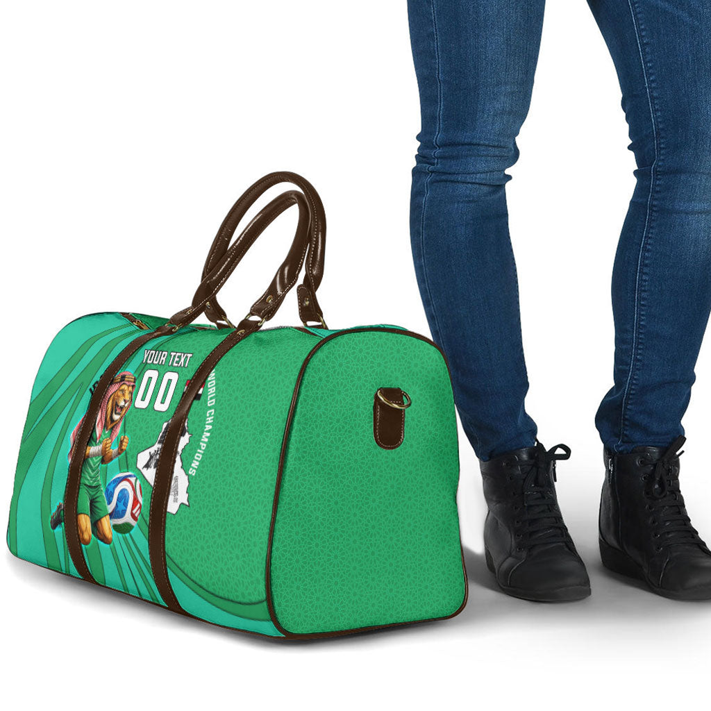 Personalized Iraq World Champions Lion Travel Bag Funny Lion Mascot Traditional Keffiyeh
