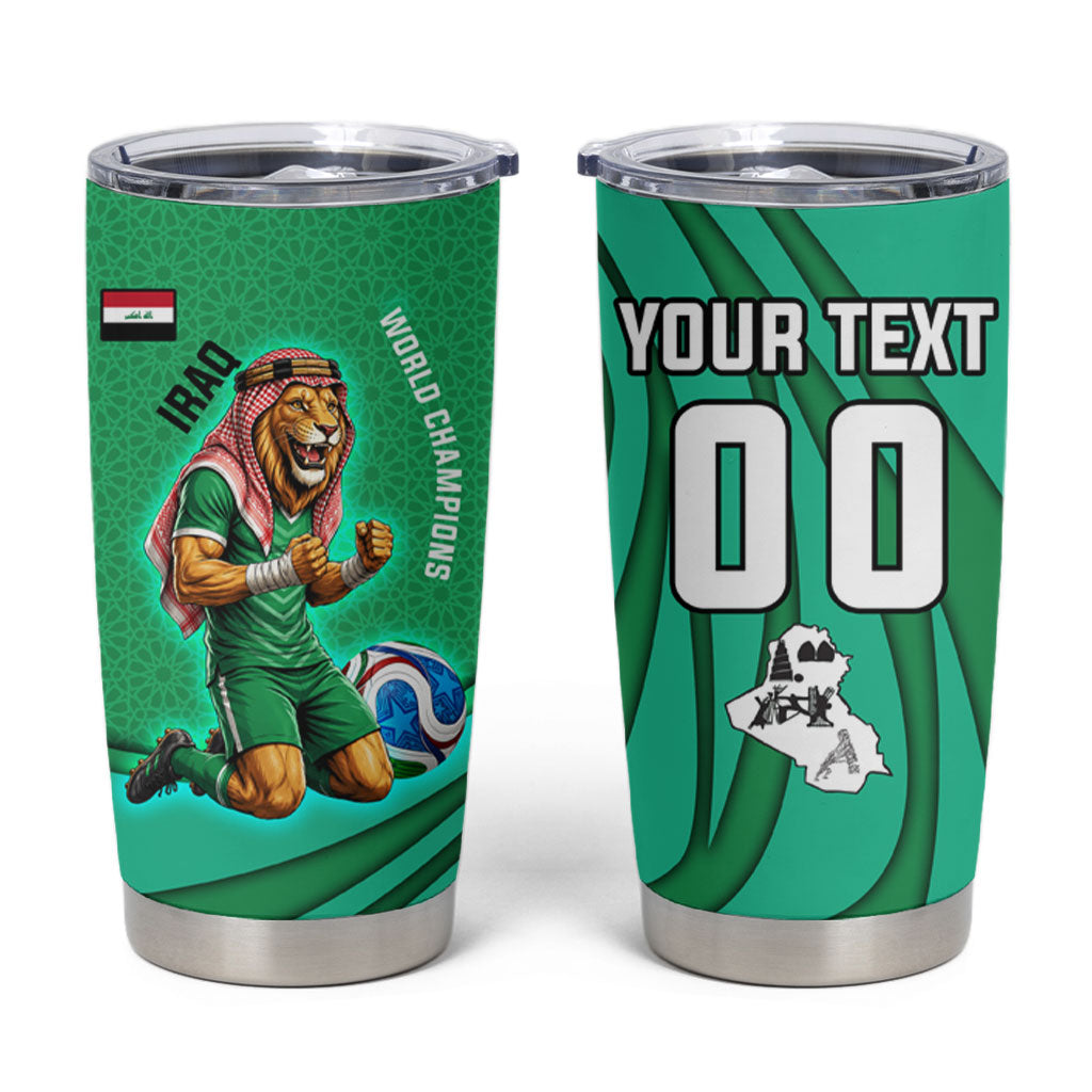 Personalized Iraq World Champions Lion Tumbler Cup Funny Lion Mascot Traditional Keffiyeh