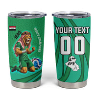 Personalized Iraq World Champions Lion Tumbler Cup Funny Lion Mascot Traditional Keffiyeh