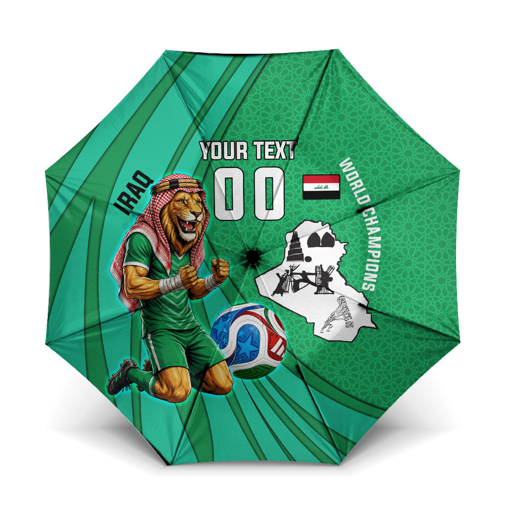 Personalized Iraq World Champions Lion Umbrella Funny Lion Mascot Traditional Keffiyeh