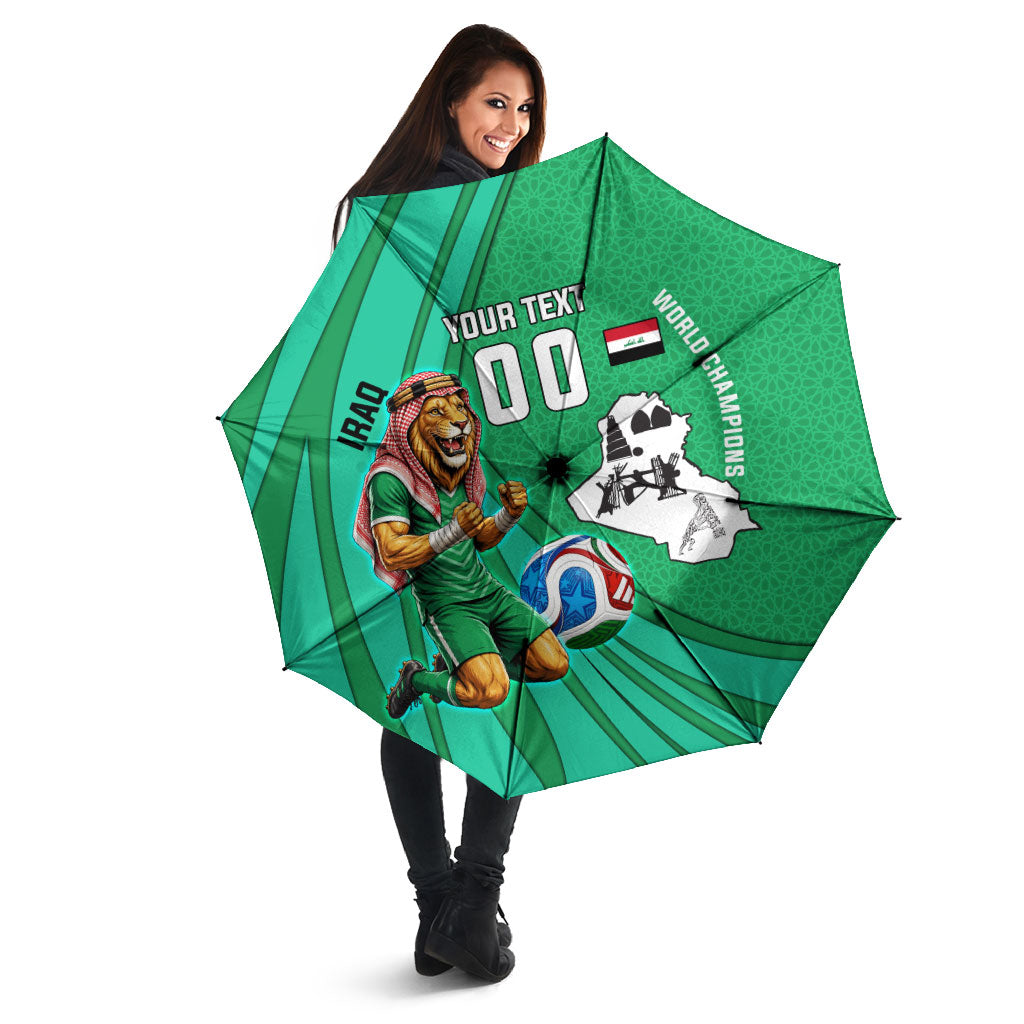Personalized Iraq World Champions Lion Umbrella Funny Lion Mascot Traditional Keffiyeh