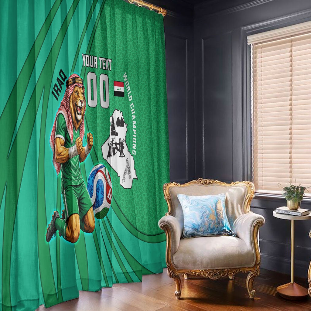 Personalized Iraq World Champions Lion Window Curtain Funny Lion Mascot Traditional Keffiyeh