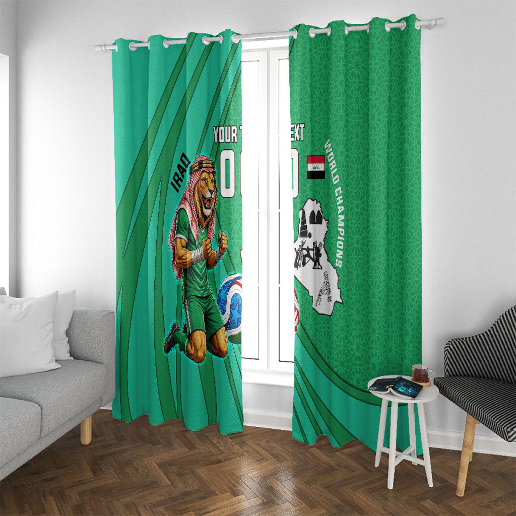 Personalized Iraq World Champions Lion Window Curtain Funny Lion Mascot Traditional Keffiyeh