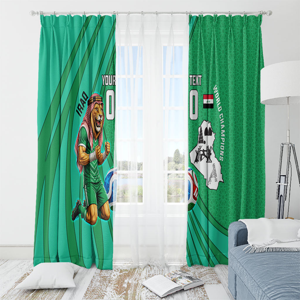 Personalized Iraq World Champions Lion Window Curtain Funny Lion Mascot Traditional Keffiyeh