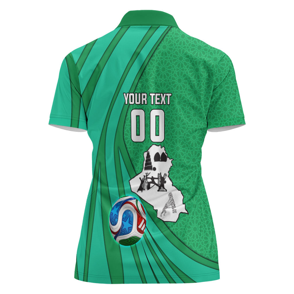 Personalized Iraq World Champions Lion Women Polo Shirt Funny Lion Mascot Traditional Keffiyeh