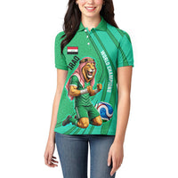 Personalized Iraq World Champions Lion Women Polo Shirt Funny Lion Mascot Traditional Keffiyeh