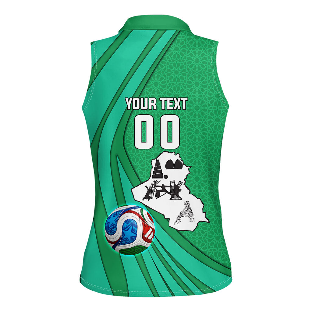 Personalized Iraq World Champions Lion Women Sleeveless Polo Shirt Funny Lion Mascot Traditional Keffiyeh
